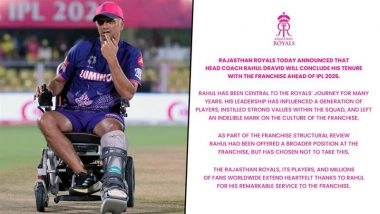Rahul Dravid Steps Down as Rajasthan Royals Head Coach Ahead of IPL 2026