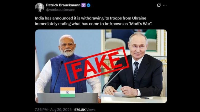 Is India Withdrawing Troops From Ukraine Days After Donald Trump's Advisor Peter Navarro Calls Conflict 'Modi's War'? Here's a Fact Check of Viral Claim | 🔎 LatestLY