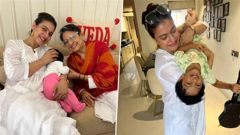 Kajol and Mother Tanuja Join Vatsal Sheth and Ishita Dutta’s Kids Vaayu and Veda for Sweet Photos (View Pics)