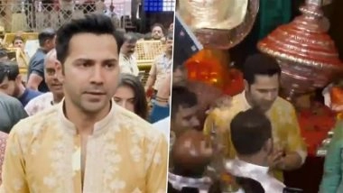 Ganesh Chaturthi 2025: Varun Dhawan Seeks Blessings at Mumbai’s Lalbaugcha Raja (Watch Video)