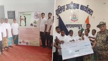 Chhattisgarh: 12 Naxals, Including 4 Women, Carrying 18 Lakh Bounty Surrender Before Police in Narayanpur District (Watch Video)