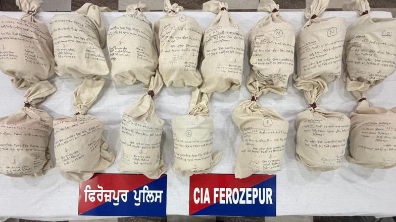 Ferozepur Drug Bust: Police Bust Cross-Border Racket in Punjab, Seize Heroin Worth INR 75 Crore, 22-Year-Old Smuggler Nabbed (See Pic)