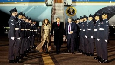 Donald Trump UK Visit: US President, First Lady Melania Trump Arrive at Winfield House in London (See Pics and Video)
