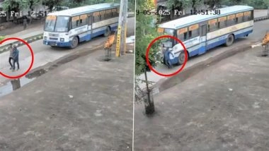 Road Accident in Bundi: 1 Killed After Rajasthan Roadways Bus Runs Over Pedestrians, Video Surfaces