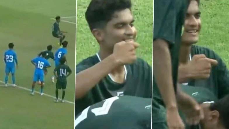 Pakistan Footballer Muhammad Abdullah Brings Out Controversial 'Tea' Celebration After Hitting Goal As India Beats Pakistan 3-2 in SAFF U17 Championship Match (Watch Video)