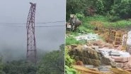 Gujarat Ropeway Accident: 6 Killed, 4 Injured As Ropeway Trolley Carrying Construction Materials Collapses at Pavagadh Temple Site in Panchmahal (Watch Videos)