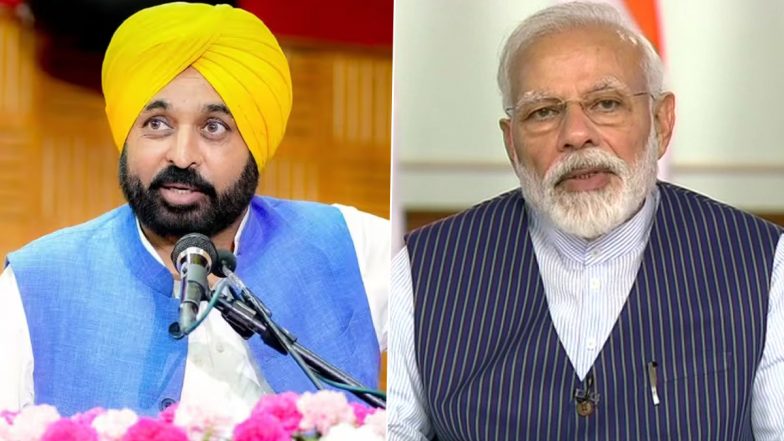 Punjab Floods: PM Narendra Modi Talks With Punjab CM Bhagwant Mann After Landing in Delhi; Discusses Situation Due to Rain and Flooding in State