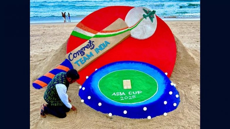 IND vs PAK, Asia Cup 2025 Final Sand Art: Sudarsan Pattnaik Creates Sand Art at Puri Beach To Congratulate Team India on Victory Over Pakistan (See Pic and Video)
