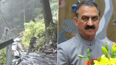 Himachal Pradesh Rains: Heavy Rain Triggers Landslide, Tree Uprooting Near CM Sukhvinder Singh Sukhu's Residence in Shimla; House Vacated, Residents Moved to Safety (Watch Video)