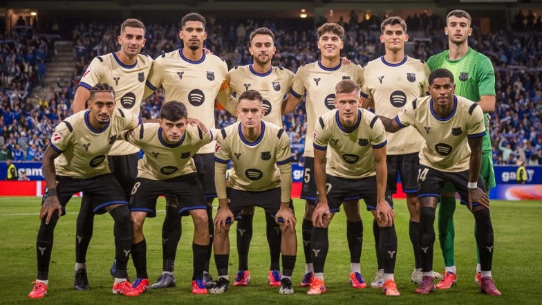 Real Oviedo 1-3 Barcelona, La Liga 2025–26: Eric Garcia, Robert Lewandowski, Ronald Araujo Score Goals Each To Hand Defending Champions Third Straight Win (Watch Goal Video Highlights)