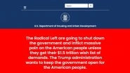 US Government Website Blames &lsquo;Radical Left&rsquo; As Shutdown Looms Amid Deadlock Over USD 1.5 Trillion Spending Demands