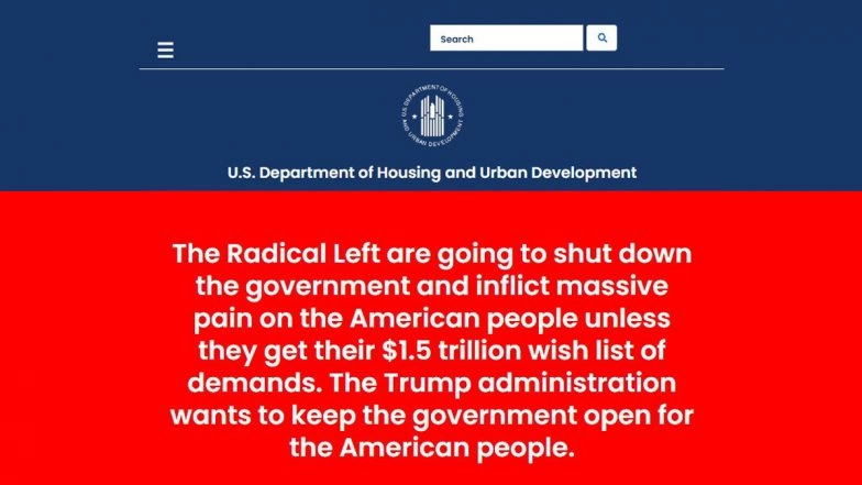 US Government Website Blames ‘Radical Left’ As Shutdown Looms Amid Deadlock Over USD 1.5 Trillion Spending Demands