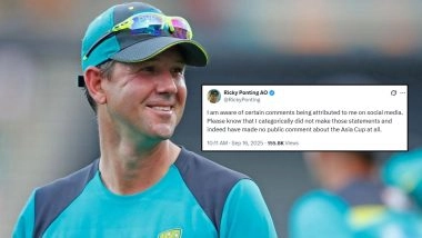 Ricky Ponting Rubbishes Fake Comments Where It Was Being Claimed He Labelled India 'Sore Loser' After Handshake Row Post IND vs PAK Asia Cup 2025 Match