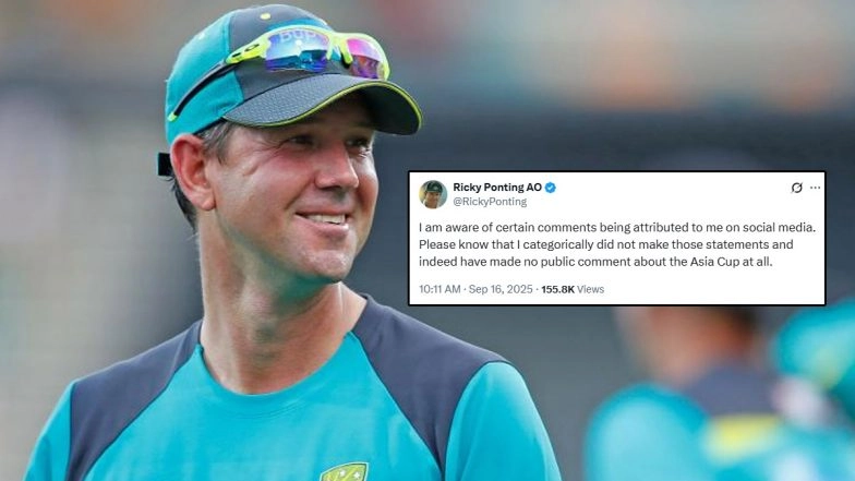 Ricky Ponting Rubbishes Fake Comments Where It Was Being Claimed He Labelled India 'Sore Loser' After Handshake Row Post IND vs PAK Asia Cup 2025 Match