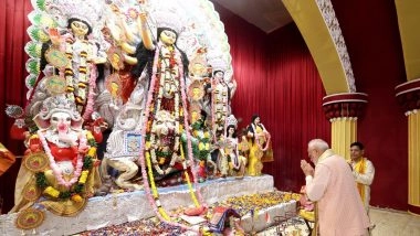Durga Puja 2025: PM Narendra Modi Participates in Durga Puja Celebrations in Delhi’s CR Park on Occasion of Maha Ashtami, Prays for Everyone’s Happiness and Wellbeing (See Pics)