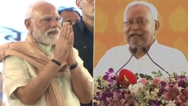‘Khada Ho Kar Parnaam Kijiye’: Nitish Kumar Praises PM Narendra Modi During His Purnea Visit, Promises 1 Crore Jobs in Bihar Over Next Five Years (Watch Video)
