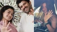 Is Rashmika Mandanna Engaged to Vijay Deverakonda? Diamond Ring at Airport Sparks Buzz Ahead of SIIMA 2025 Dubai As She Stuns in Champagne Saree on the Red Carpet (Watch Video)