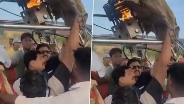 Mohan Yadav’s Hot-Air Balloon Catches Fire in Mandsaur: Air Balloon Mishap Averted Mid-Ride at Gandhi Sagar Forest Retreat, Madhya Pradesh CM Safe (Watch Video)