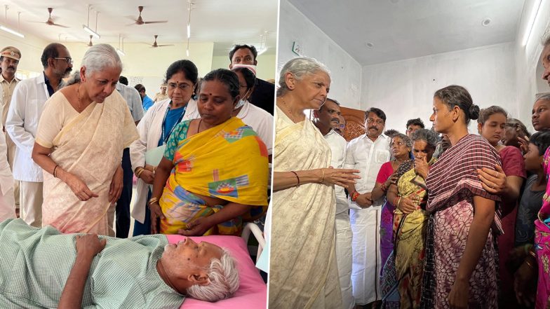 Karur Stampede: Union Finance Minister Nirmala Sitharaman, Tamil Nadu BJP Chief Nainar Nagenthran Meet Families of Victims Killed in TVK Chief Vijay’s Rally (See Pics and Video)