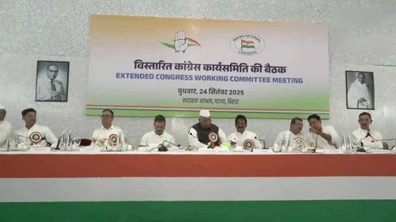 CWC 2025: Congress Begins Working Committee Meeting at Sadaqat Ashram in Patna Ahead of Bihar Assembly Elections (See Pics and Videos)