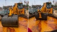 JCB Turns Into Giant Cooking Ladle, Stirs Huge Vessel of Daal Makhani at Dandraua Dham, Video Goes Viral
