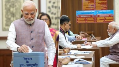 Vice President Elections 2025: PM Narendra Modi Casts Vote As Voting to Elect 15th Vice President of India Gets Underway (See Pics)