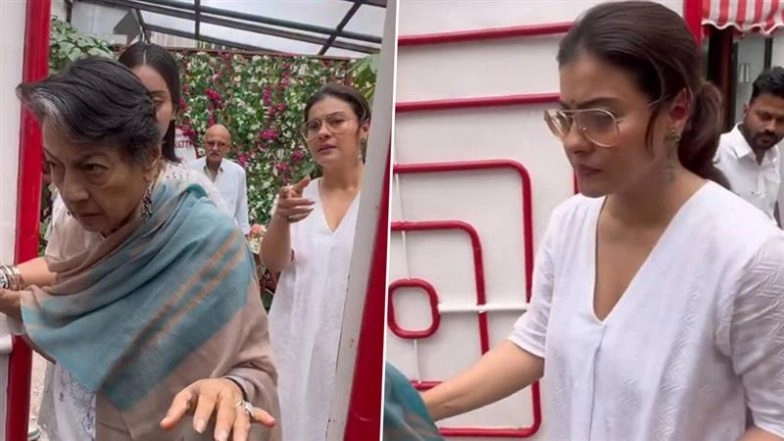 ‘Please Peeche Ho Jao’: Kajol Annoyed at Paparazzi for Blocking Her Mother Tanuja’s Path During Mumbai Outing; Nysa Devgan Also Seen With Mum and Grandma (Watch Video)