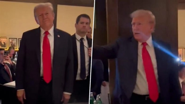 ‘Trump Is Hitler of Our Time’: Codepink Activists Disrupt Dinner Attended by Donald Trump in Washington, Chant ‘Free DC, Free Palestine’ Slogans (Videos)