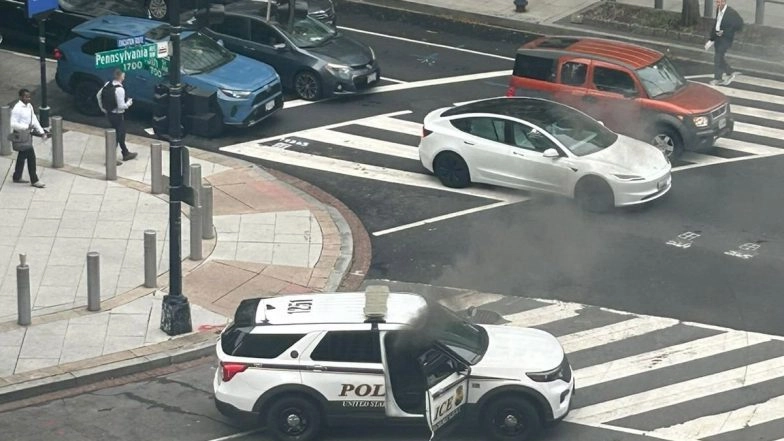 US: Secret Service SUV Catches Fire Outside White House Ahead of Israel PM Benjamin Netanyahu’s Visit (See Pics)