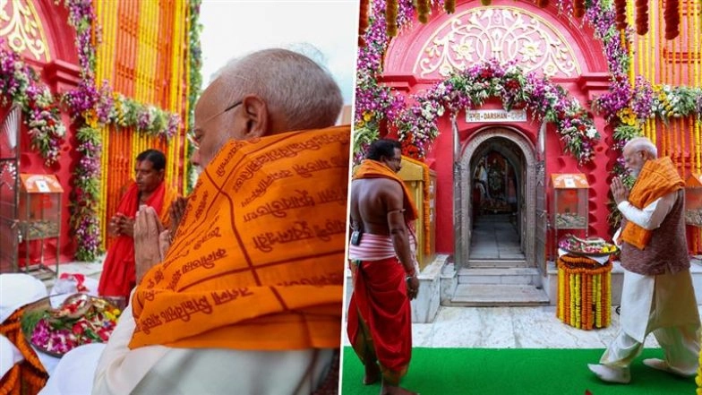 ‘Prayed for Well-Being and Prosperity of My Fellow Indians’: PM Narendra Modi Offers Prayers at Tripura’s Mata Tripura Sundari Temple on 1st Day of Navratri 2025, Shares Photos