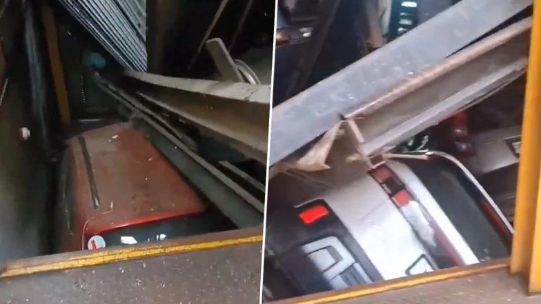 Mumbai: Several Vehicles Damaged After 3-Storey Automated Car Parking System Collapses in Matunga; Video Surfaces