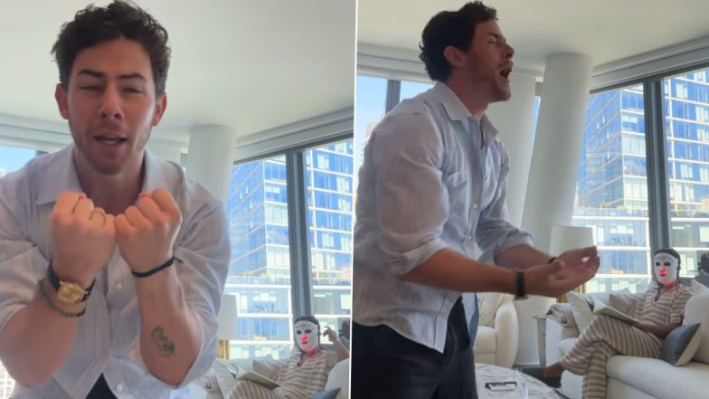&lsquo;Can You Get Any Louder&rsquo;: Priyanka Chopra Expresses Her Chagrin With Nick Jonas As Her Husband Sings During Her Self-Care Session (Watch Video)