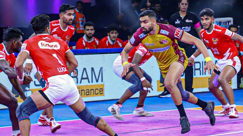 PKL 2025: Bharat Hooda, Vijay Malik Combine As Telugu Titans Spoil Mohammadreza Shadloui’s Landmark Moment, Beat Gujarat Giants by Single Point