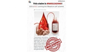 Is There a ‘Blood on Call’ Service in India Through Helpline 104? PIB Fact Check Terms Viral Claim Misleading