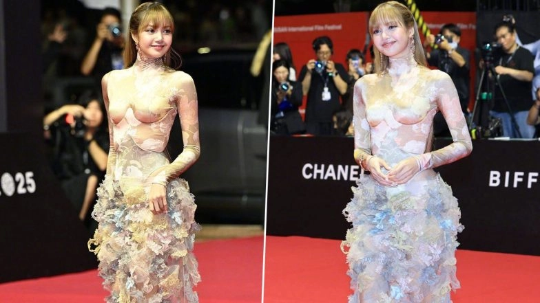 BLACKPINK’s Lisa Stuns at the Busan International Film Festival: K-Pop Star Looks Straight Out of Fairytale Dream in Custom Optical-Illusion Gown (See Pics & Videos)