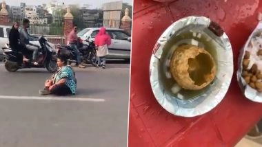 ‘Got Only 4 Golgappas Instead of 6 for INR 20’: Vadodara Woman Sits on Busy Road in Bizarre Protest, Halts Traffic Until Police Convince Her to Leave; Videos Go Viral