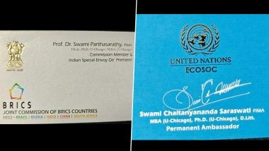‘Swami’ Chaitanyanand Saraswati, Accused of Sexually Harassing Several Women Students, Carried UN, BRICS Visiting Cards, Called Himself ‘Special Indian Envoy’