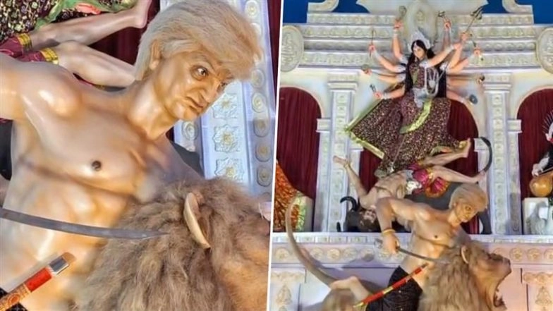‘Betrayed India’: West Bengal Durga Puja Committee Portrays Donald Trump as Demon Amid Trade Dispute; Pic Goes Viral