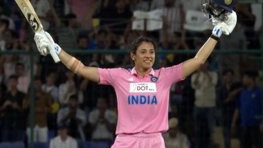 Smriti Mandhana Smashes Fastest Century by Indian Player in ODI Cricket, Achieves Feat Off 50 Balls to Register Second Fastest Ton in WODI History During IND-W vs AUS-W 3rd ODI 2025