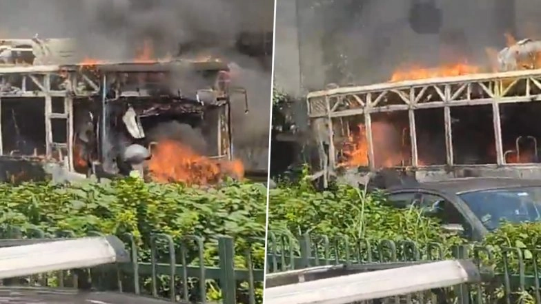 Delhi: Fire Breaks Out in DTC Bus Near Dhaula Kuan