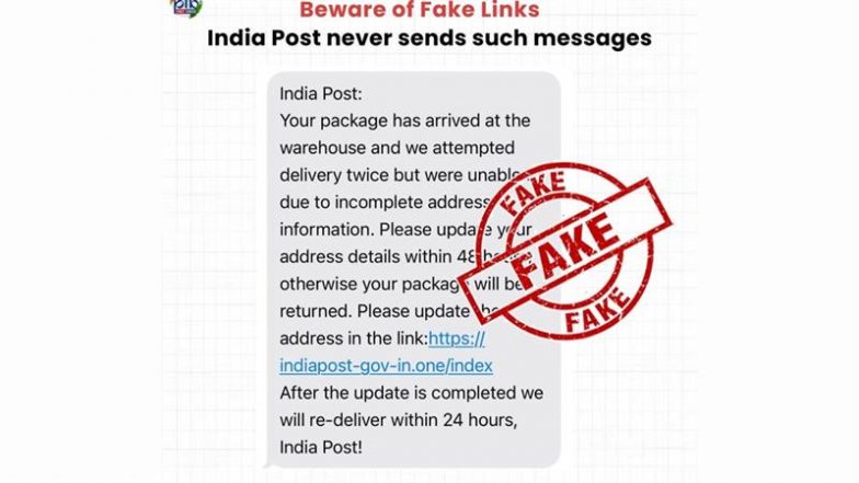 Have You Received an SMS Asking to Update Your Address in 24 Hours for an India Post Delivery? PIB Fact Check Debunks Fake Message Going Viral