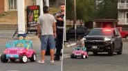 Canada: Drunk Man Arrested for Driving Child-Sized Pink Barbie Car in Alberta (See Pics and Video)