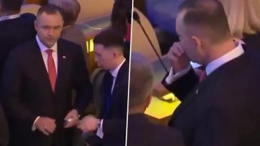 Polish President Karol Nawrocki Caught Using Nicotine Multiple Times During UNGA Session, Video Goes Viral