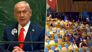 Benjamin Netanyahu Faces Mass Walkout Protest at UNGA Hall, Israel PM Vows To ‘Finish the Job’ in Gaza Against Hamas (Watch Video)