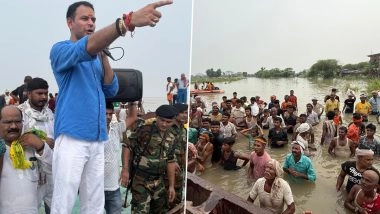 Bihar Elections 2025: Ousted RJD Leader Tej Pratap Yadav Slams Nitish Government Over Flood Mismanagement, Takes a Veiled Jibe at Younger Brother Tejashwi (See Pics and Video)