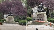 Mahatma Gandhi&rsquo;s Statue at Tavistock Square in London Vandalised Ahead of Gandhi Jayanti 2025, India Says &lsquo;Violent Attack on Idea of Non-Violence&rsquo;