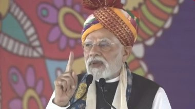 PM Narendra Modi Gives Call To Adopt Swadeshi Products During Fiery Speech in Rajasthan’s Banswara; Slams Congress ‘Loot’, Highlights BJP’s ‘Savings’ (Watch Videos)
