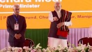 PM Modi Manipur Visit: Prime Minister Narendra Modi Lays Foundation Stone of Development Projects Worth INR 7,300 Crore in Churachandpur (Watch Videos)