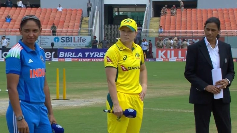 IND-W vs AUS-W 1st ODI 2025 Toss Report and Playing XI: Harmanpreet Kaur Opts to Bat, Australia Miss Key Players Like Sophie Molineux and Darcie Brown