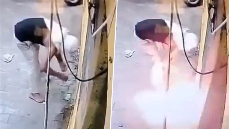 Meerut: Masked Home Guard Sets Liquor Shop on Fire After Being Denied Alcohol While on Duty in UP, CCTV Video Surfaces